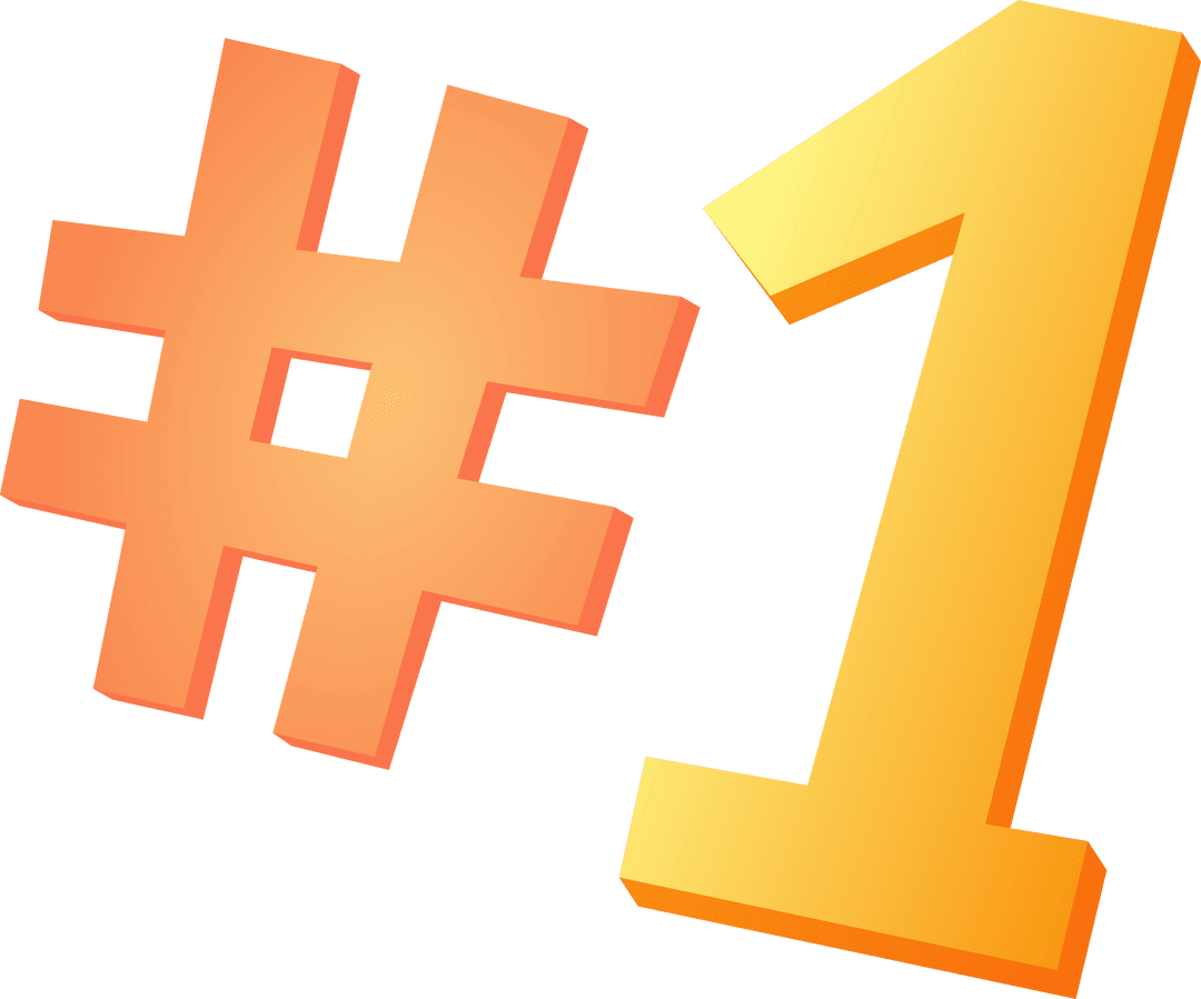 3D Golden Orange Symbol Highlighting Achievement on Transparent Background