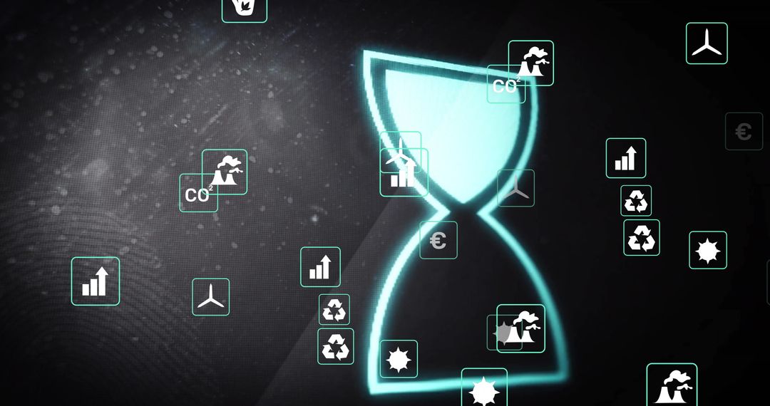 Digital Hourglass with Media Icons in Data Processing Context - Free Images, Stock Photos and Pictures on Pikwizard.com