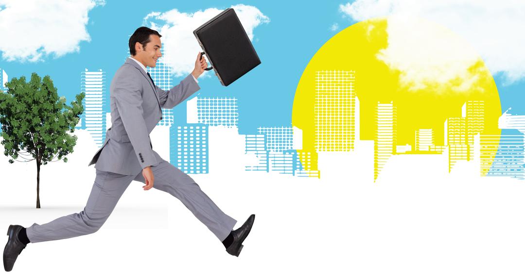 Businessman running with briefcase - Free Images, Stock Photos and Pictures on Pikwizard.com