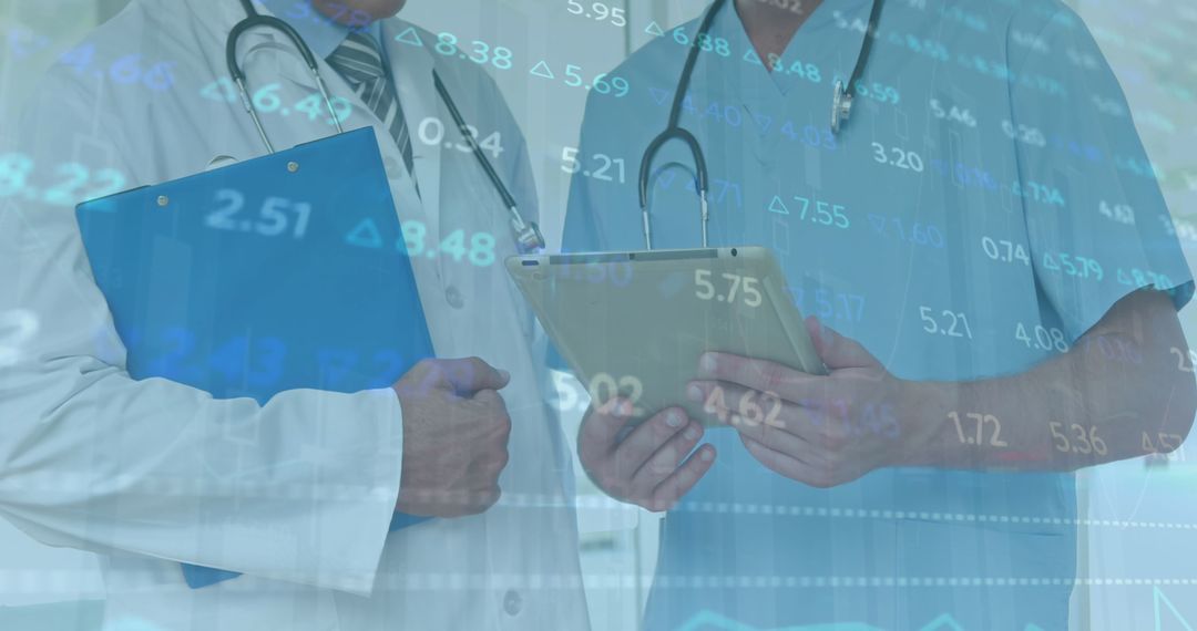 Doctors Analyzing Financial Data in Hospital Setting