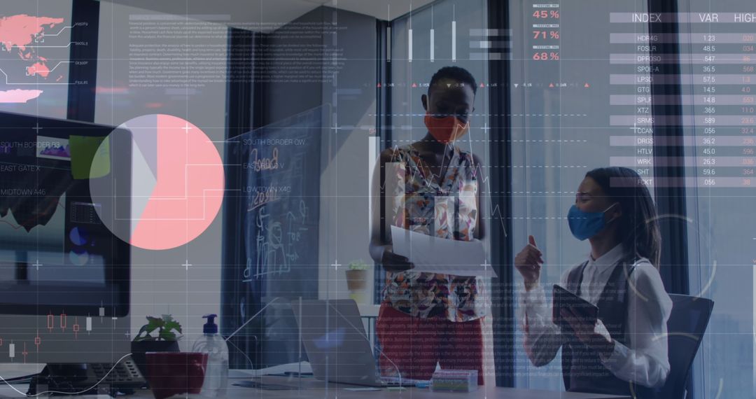 Business Professionals Analyzing Financial Data During Pandemic