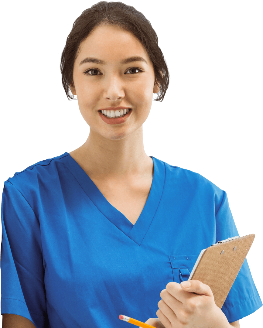 Smiling Nurse Holding Clipboard Transparent Background Isolated Healthcare