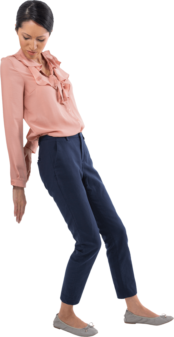 Caucasian Woman Balanced Standing on Transparent Background