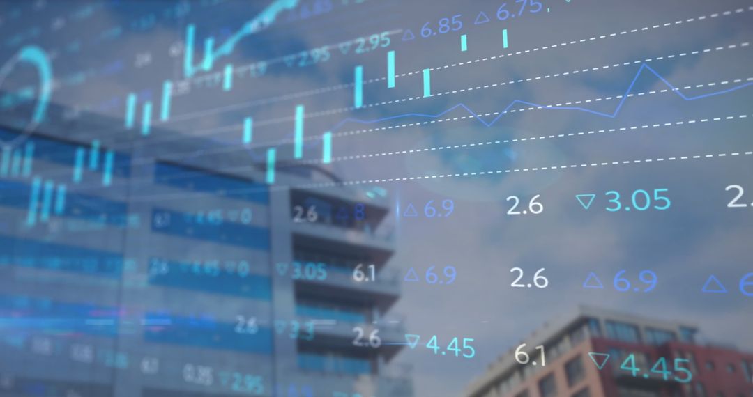 Digital Stock Market Data Over Tehran Skyline