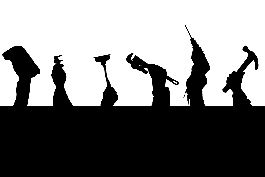 Transparent Illustration of Hands with Construction Tools on White