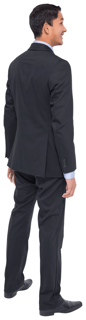 Asian Businessman in Suit Smiling on Transparent Background