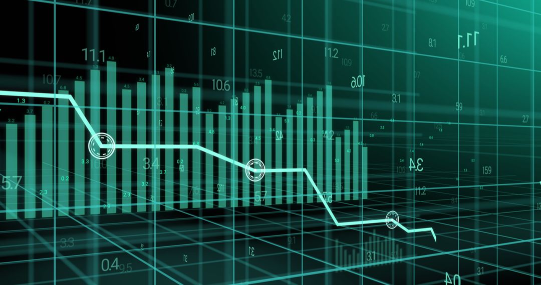 Trending Data and Finance Insights on Digital Grid Background