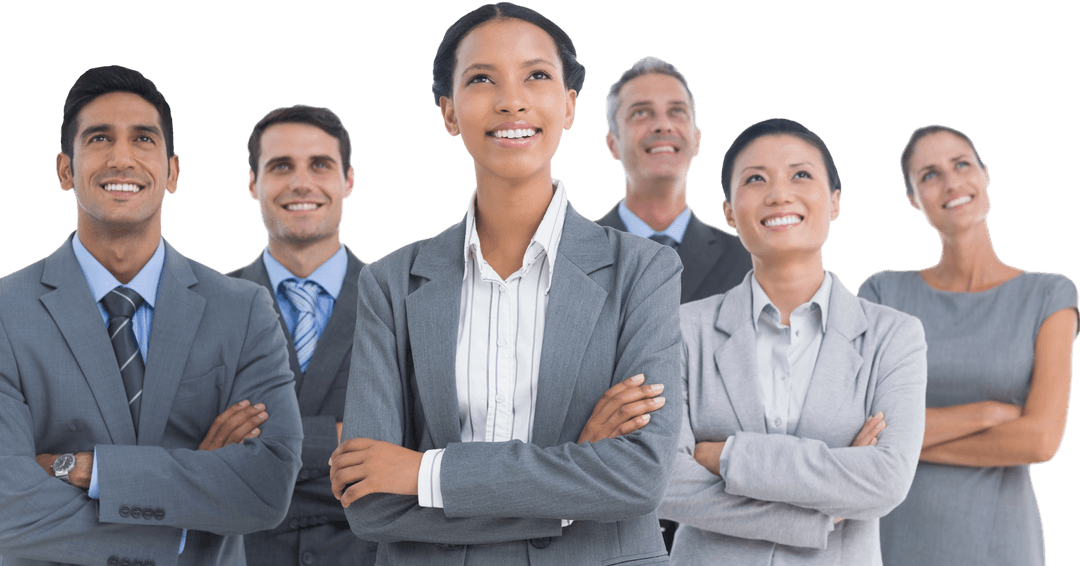 Optimistic Multiracial Business Team in Transparent Background