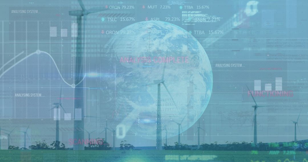 Global green energy: holographic earth with wind farm technology