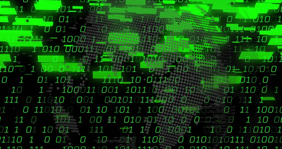 Cybernetics Concept with Binary Code Over Human Figure