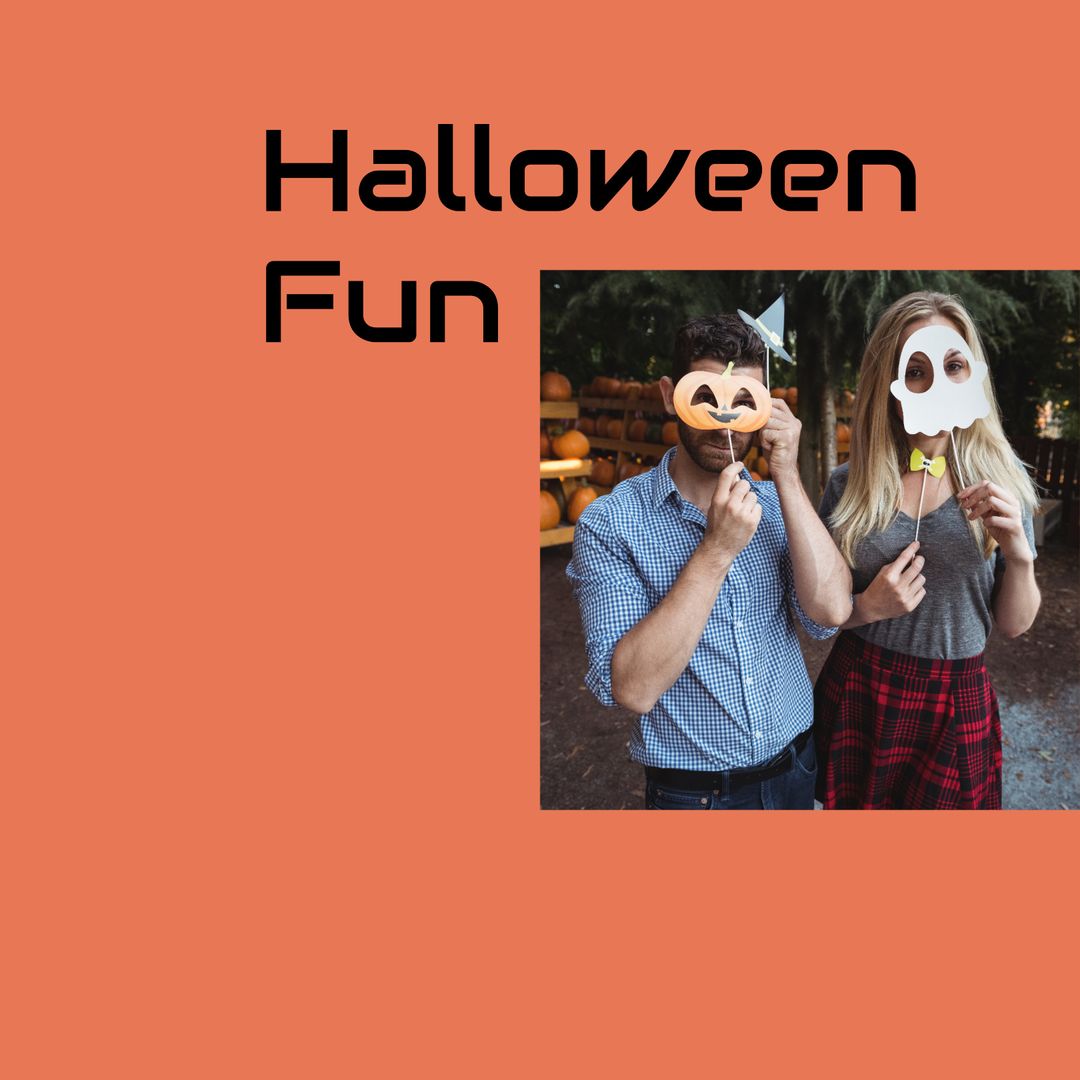 Couple Enjoying Halloween with Fun Paper Masks