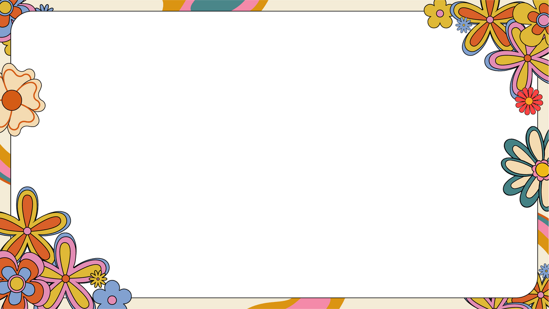 Retro Floral Border with Transparent Background Space