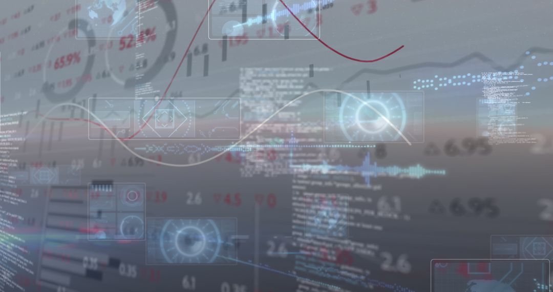 Digital Interface with Glowing Data and Statistics