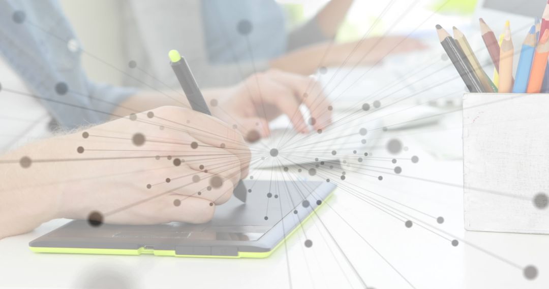 Digital Toolkit and Network Concept Overlay with Graphic Tablet