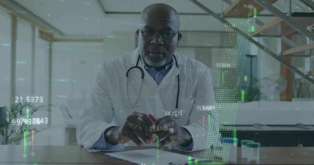 Doctor Analyzing Medical Data with Technological Integration