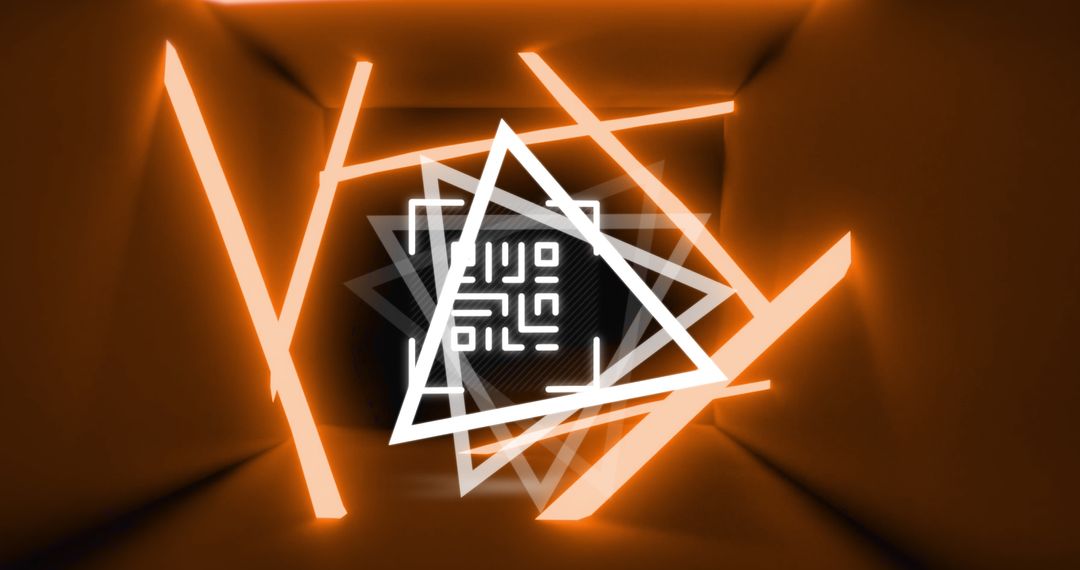 QR Code Amid Geometric Neon Shapes for Digital Themes