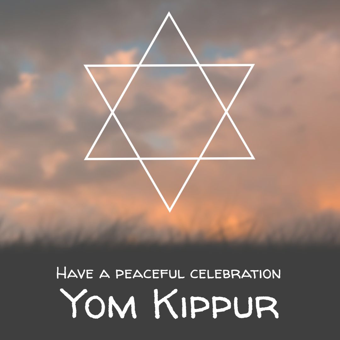 Yom Kippur Greeting with Star of David and Sunset