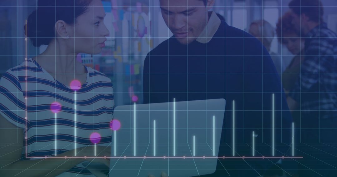Professionals Analyzing Financial Graph on Digital Presentation