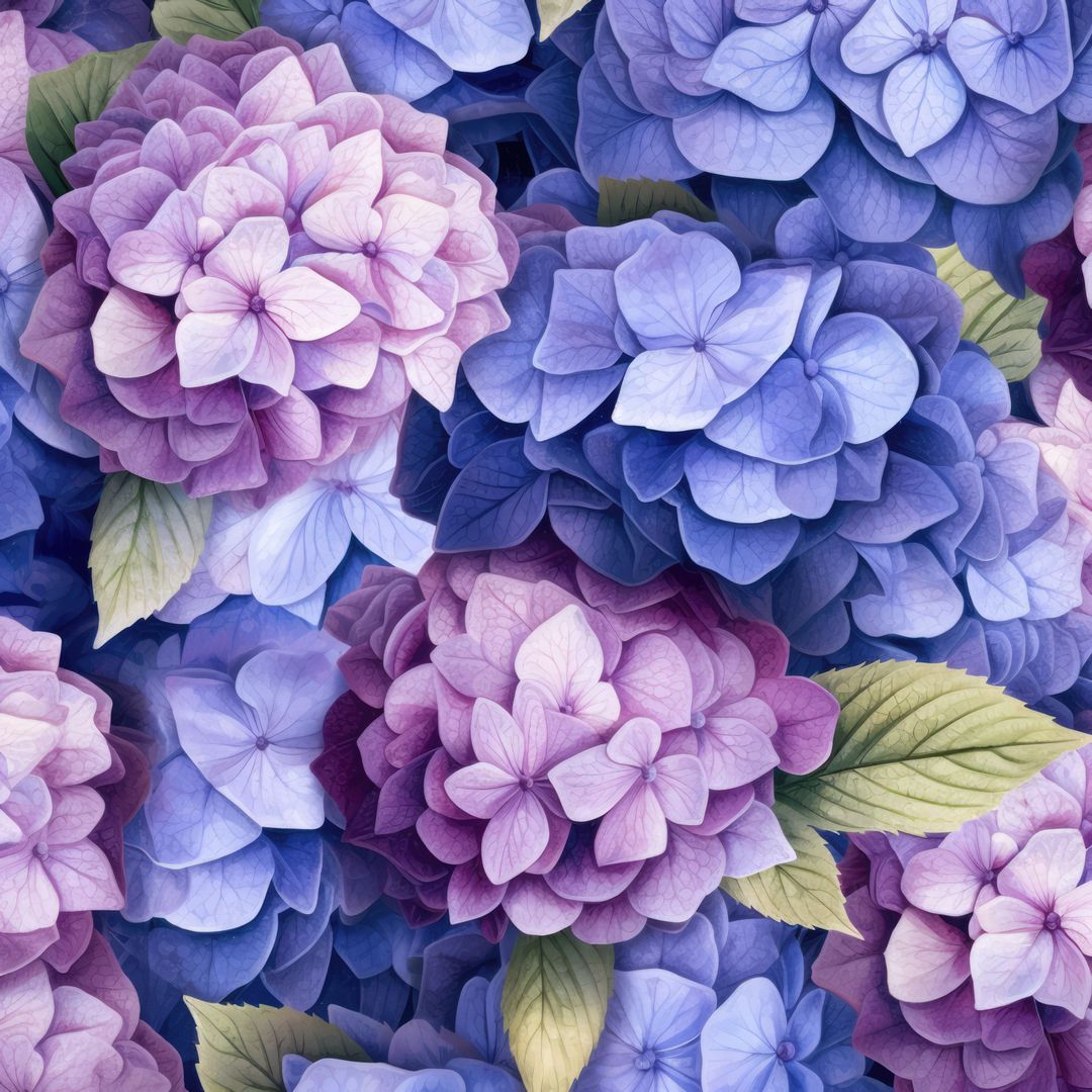 Seamless Pattern of Purple and Blue Hydrangea Flowers - Free Images, Stock Photos and Pictures on Pikwizard.com