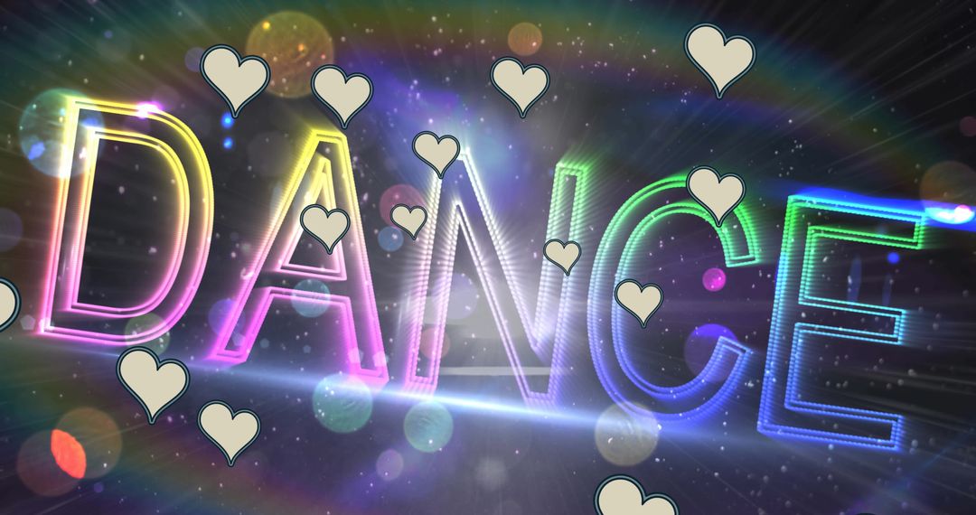 Neon Dance Text with Hearts for Valentine's Theme