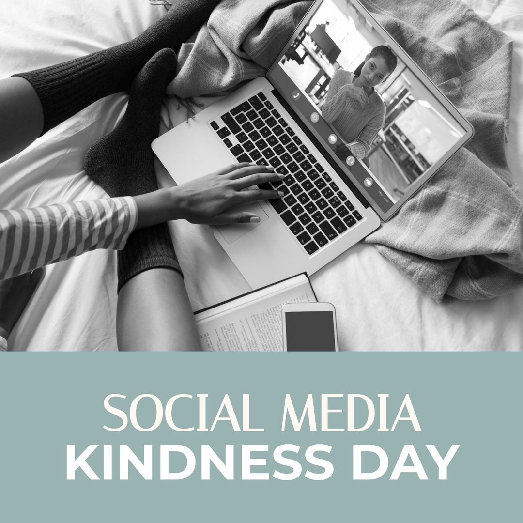 Woman Engaging in Social Media Kindness Day Video Call at Home