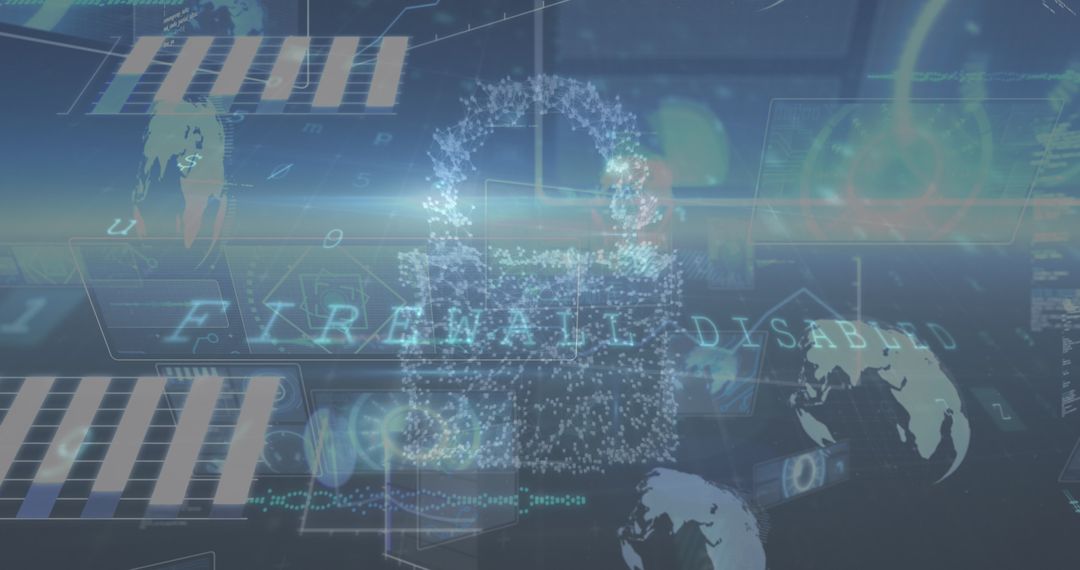 Digital Lock Symbol with Data Interface Background