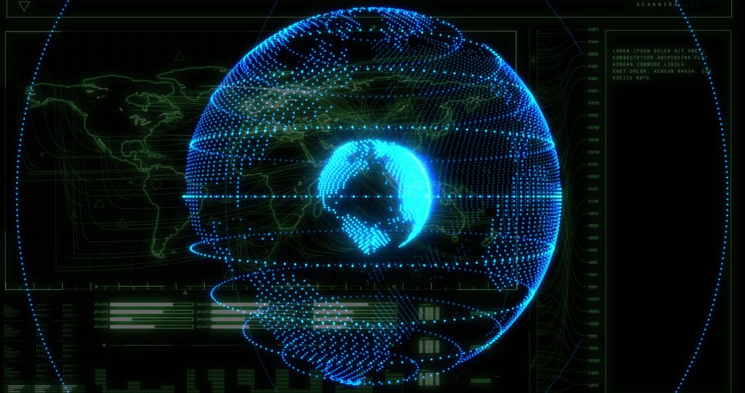 Global Digital Network Concept with Spinning Data Globe