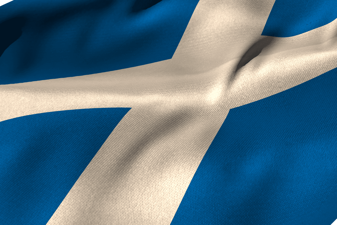 Transparent Scotland Flag Waving with Copy Space