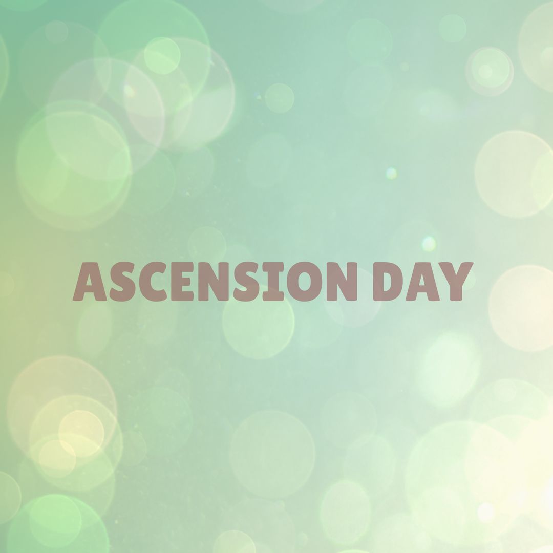 Ascension Day Text on Green Bokeh Background