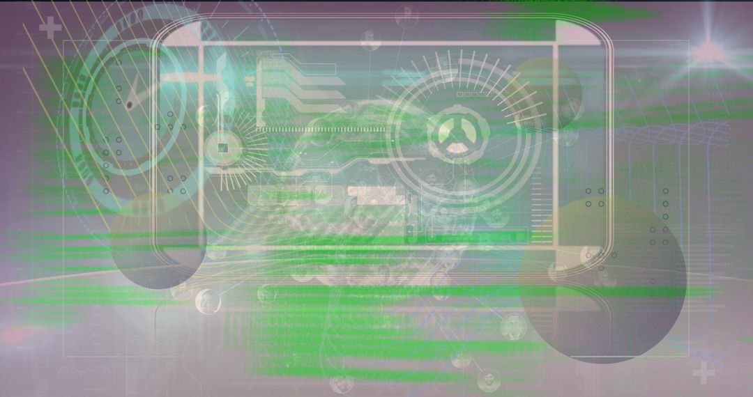 Futuristic Data Processing Interface with World Elements