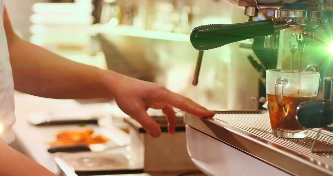 Barista Crafting Espresso in Cafe Setting