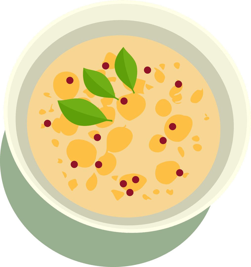 Porridge Bowl with Organic Orange Chunks on Transparent Background
