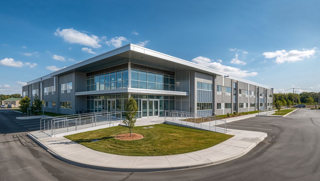 Modern Architectural Design of Two-Story Commercial Office Building