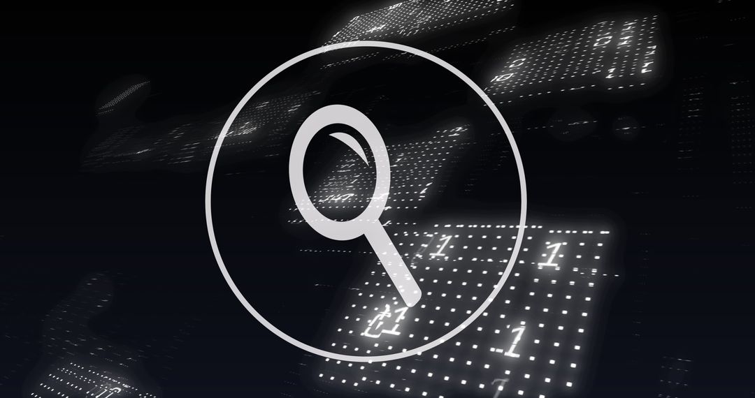 Digital Magnifying Glass Over Binary Code Data