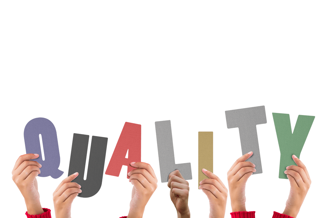 Hands Uplifting Quality Text Transparent Background Vector