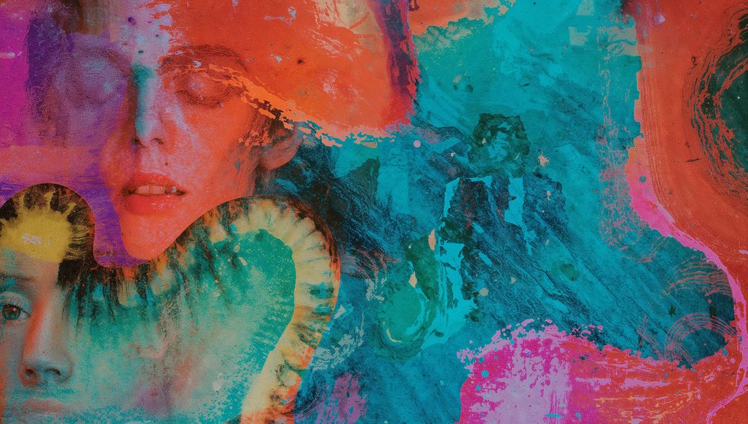 Abstract Expressionism with Duality of Female Faces Blending