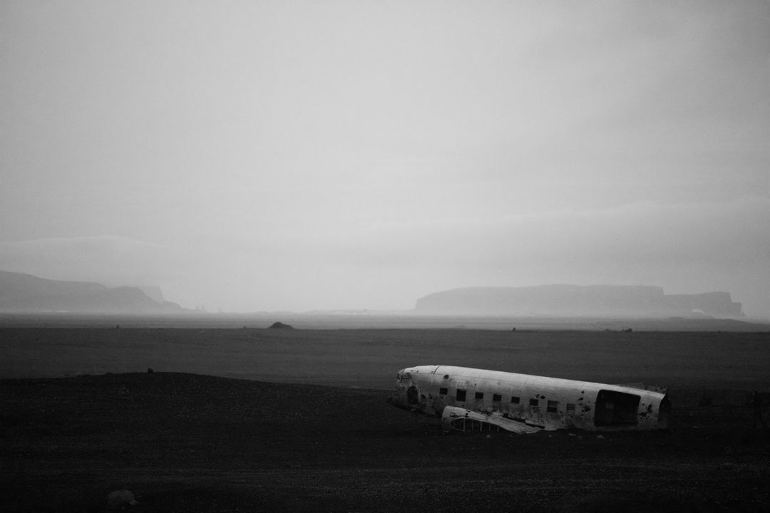 Abandoned Airplane Derelict on Vast Misty Landscape - Free Images, Stock Photos and Pictures on Pikwizard.com