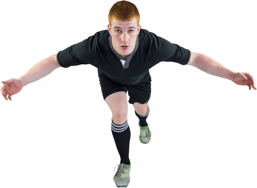 Transparent Action Shot of Determined Rugby Player in Motion