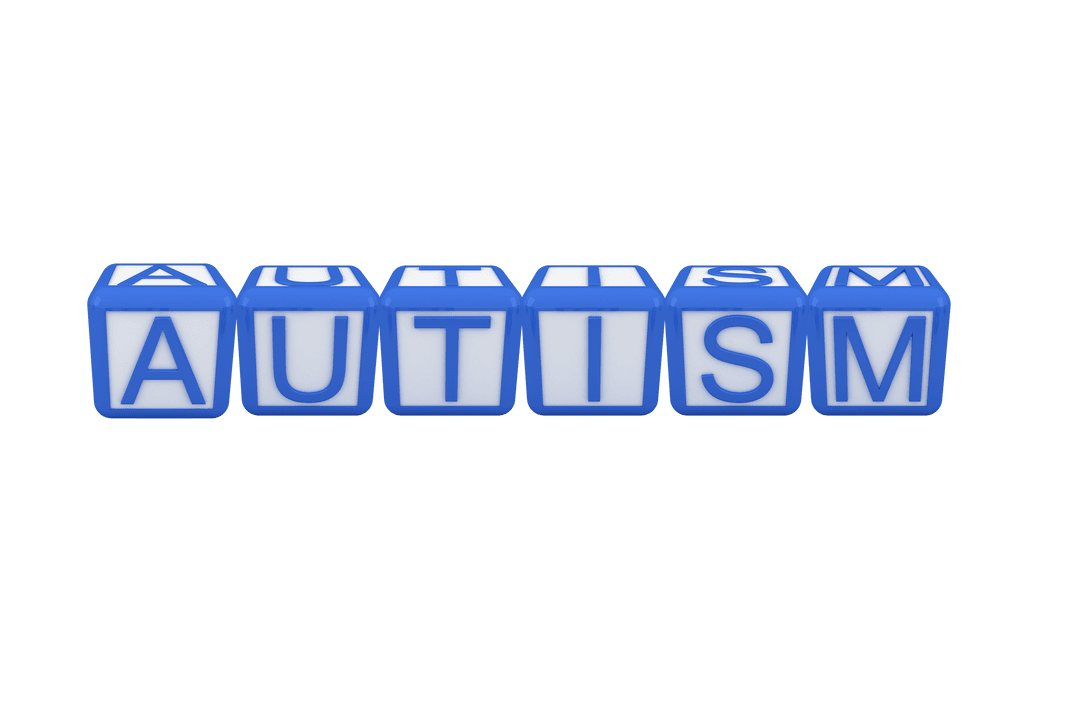 Autism Text on Transparent Background as 3D Cubes Illustration