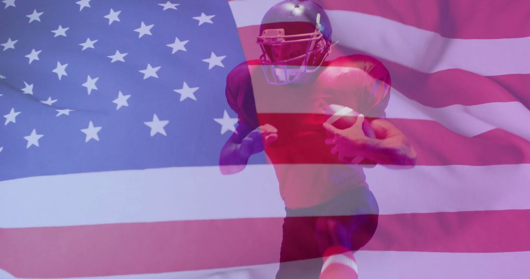 American Football Player with USA Flag for Patriotism and Sports - Free Images, Stock Photos and Pictures on Pikwizard.com