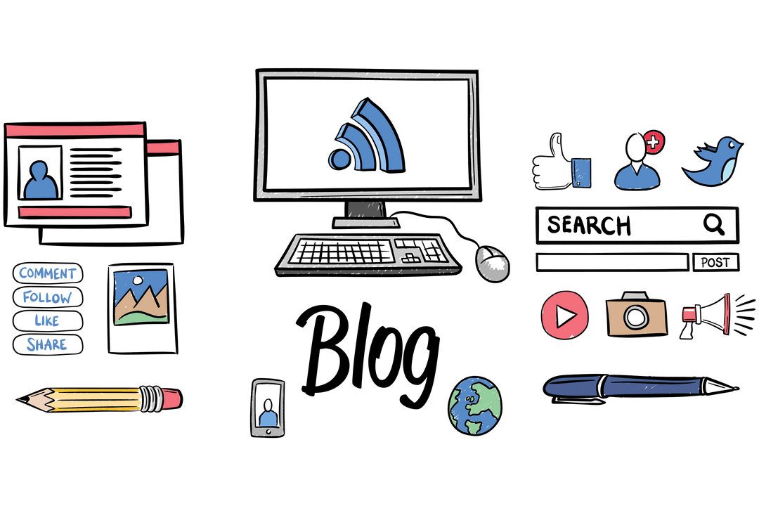 Digital Illustration of Communication Elements on Transparent Background