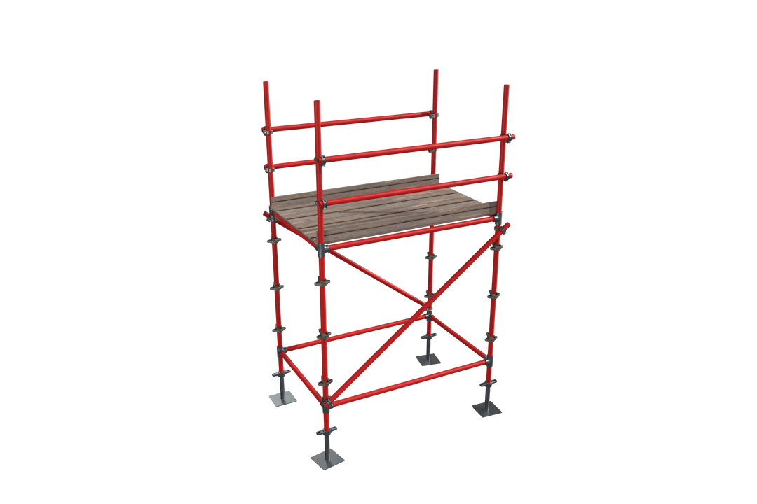 3D Transparent Red Scaffolding Model Illustration