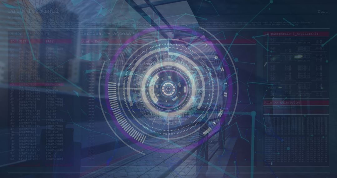 Digital Network Interface and Online Security Concept Art