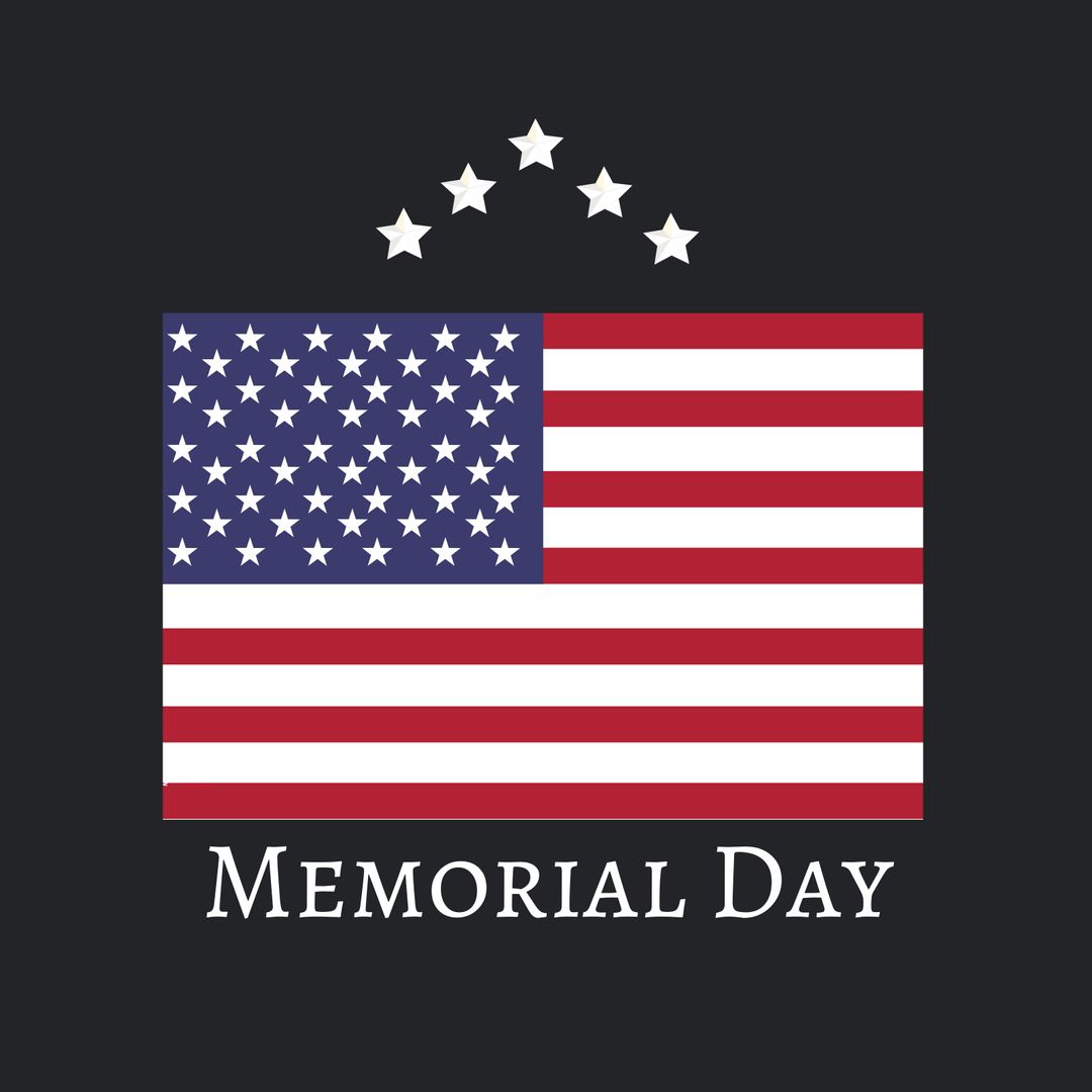 Memorial Day Graphic with American Flag and Stars on Black Background - Download Free Stock Templates Pikwizard.com