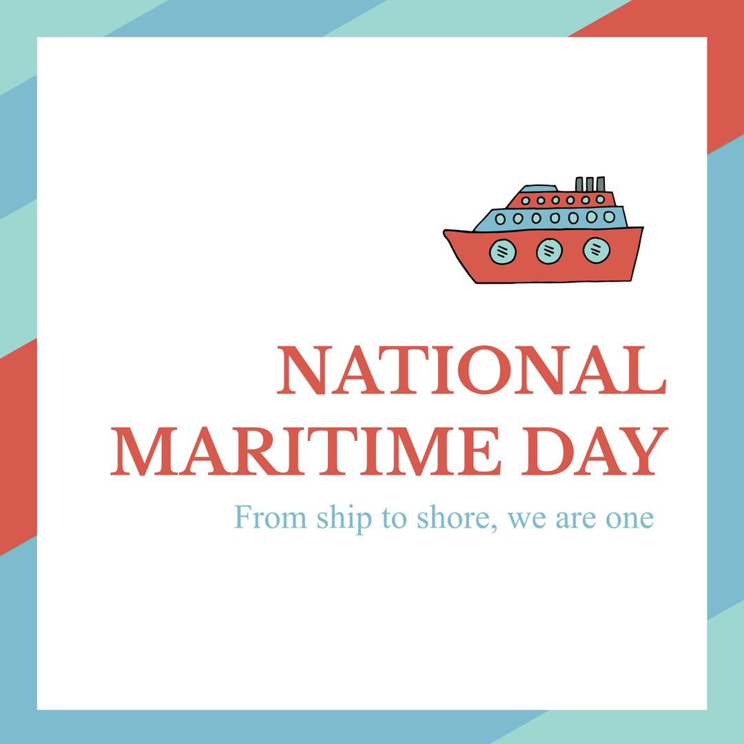 National Maritime Day Celebration Graphic with Ship Icon
