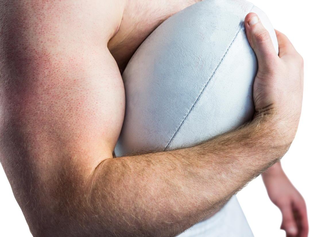 Close-Up of Shirtless Rugby Player Holding a Rugby Ball, Transparent Background - Download Free Stock Images Pikwizard.com