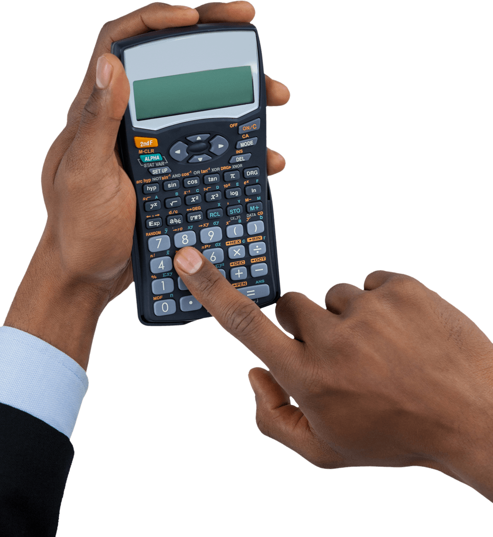 Businessman Hands Using Scientific Calculator Transparent Background