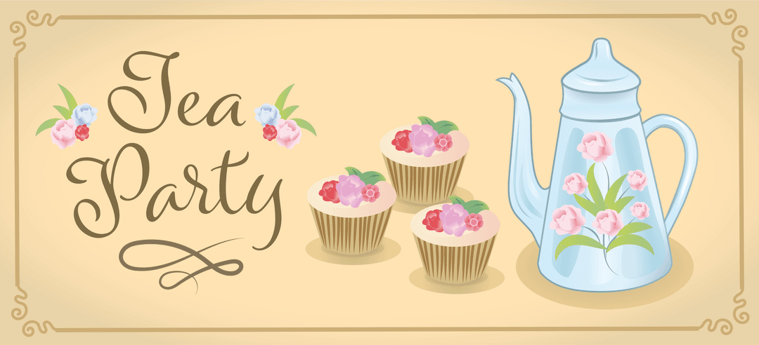Illustration of Teapot and Cupcakes on Transparent Background for Tea Party Celebrate