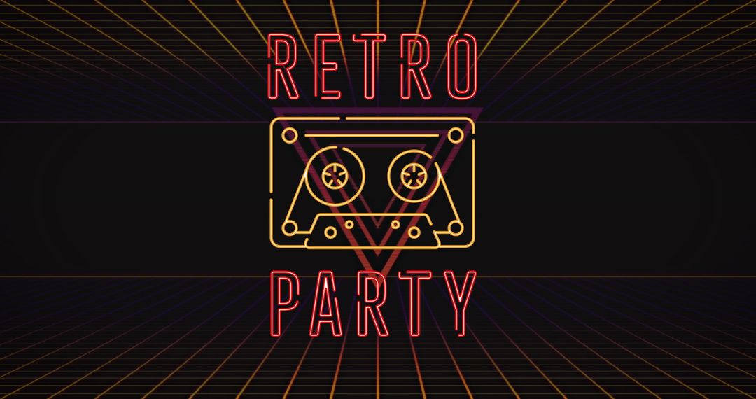 Neon Cassette Tape Design for Retro Party Vibes