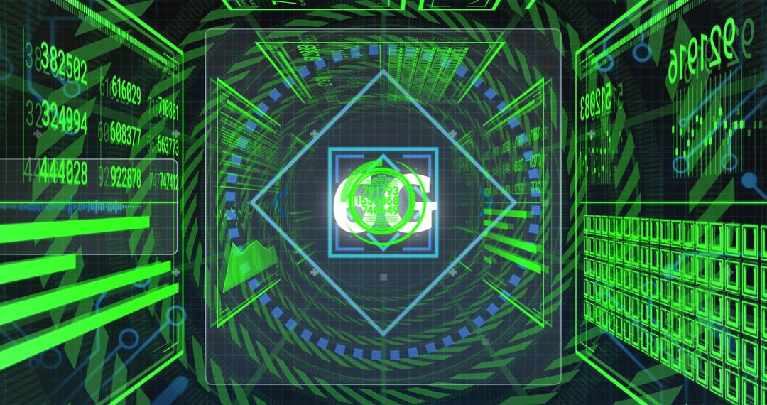 Futuristic Digital Interface with Dynamic Numeric Patterns